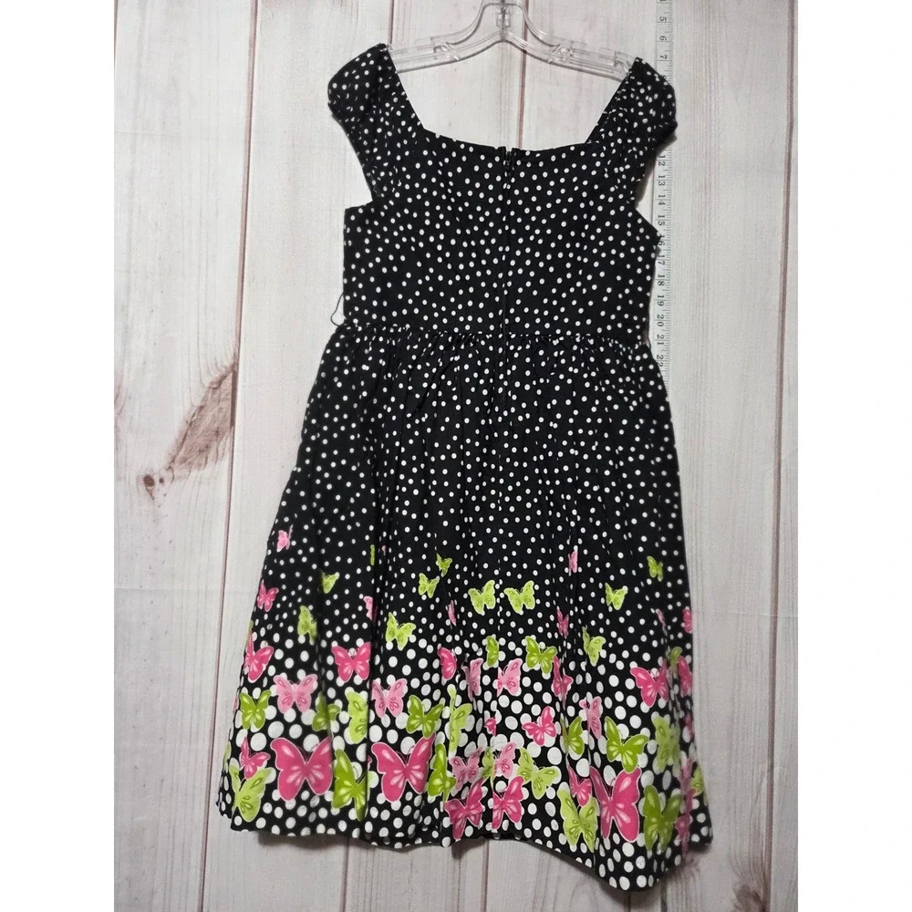 Girls 16 Black Polka Dot Butterfly Dress Party Bonnie Jean‎